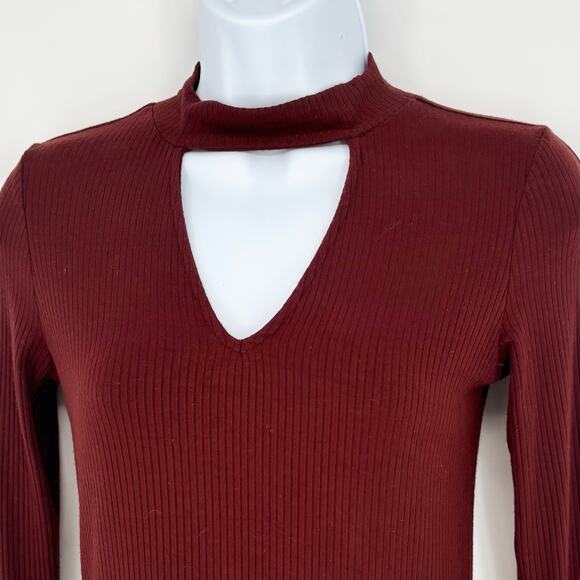 Aeropostale Brown Ribbed Choker Keyhole Fit and Flare Dress Size XS - Picture 3 of 7